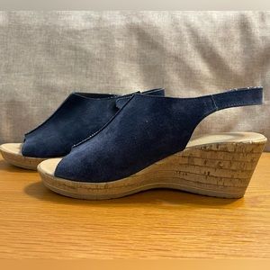 A. Giannetti Blue Suede Wedge - Size: 7.5